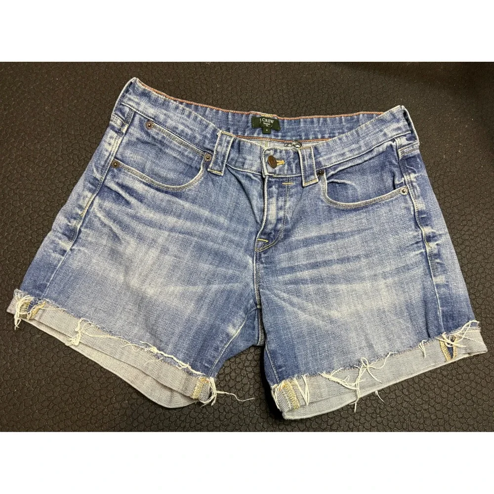 J.Crew Womens‎ Stretch Denim Shorts Light Wash Frayed Hem Size 2 Style 3461 SP13